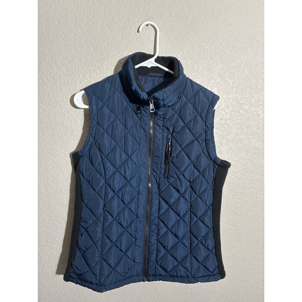 Andrew Marc Vest Womens Quilted Blue Black Size S